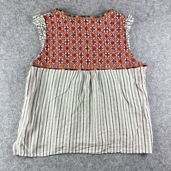 Savanna Jane Top Womens 3X Floral Embroidered Striped Flutter Sleeve Shirt Boho - Picture 6 of 13